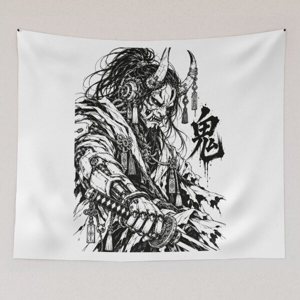 Item preview, Japanese Cybernetic Oni Samurai Portrait designed and sold by bapupa.