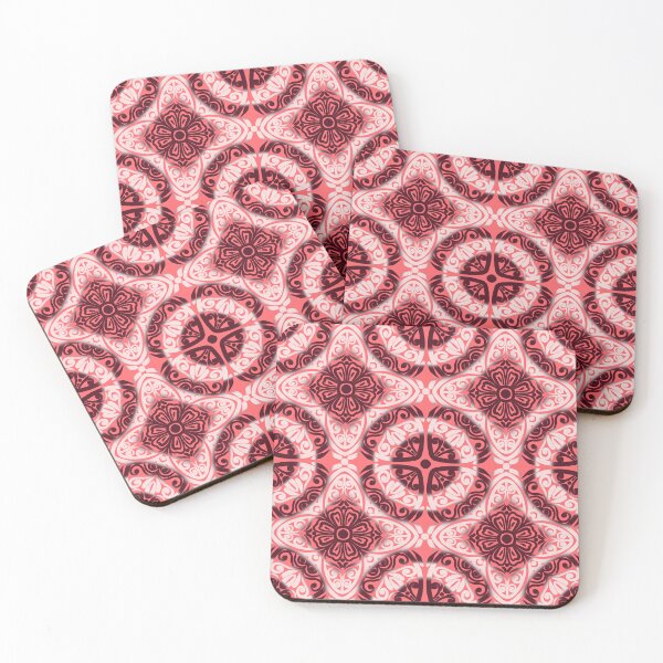 Item preview, Portuguese Ceramic Tile Motif | Pink & White Mediterranean Talavera Pattern designed and sold by Rukhscreations.