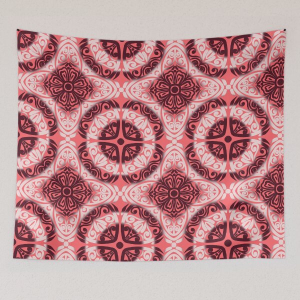 Item preview, Portuguese Ceramic Tile Motif | Pink & White Mediterranean Talavera Pattern designed and sold by Rukhscreations.