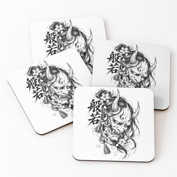 Item preview, Japanese Hannya Mask with Sakura and Kanji designed and sold by bapupa.