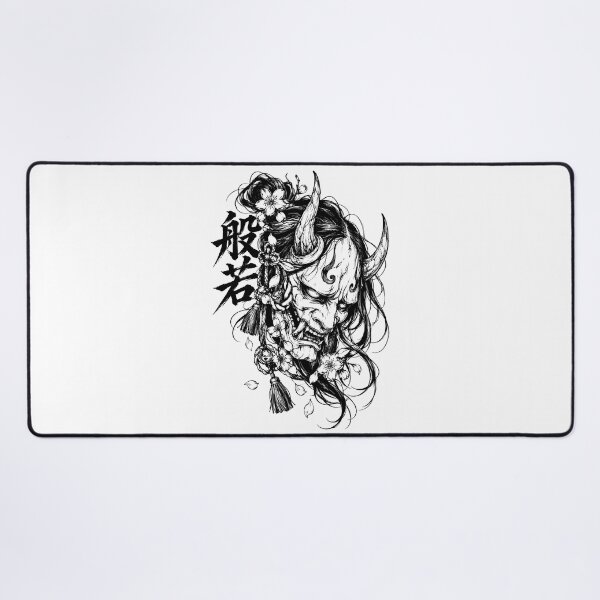 Item preview, Japanese Hannya Mask with Sakura and Kanji designed and sold by bapupa.