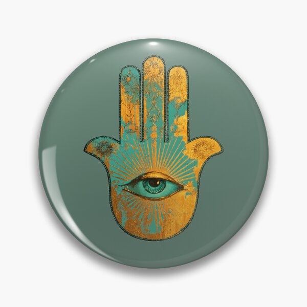 Item preview, Golden Hamsa Hand – Turquoise & Gold Protective Amulet designed and sold by Audra-studio.