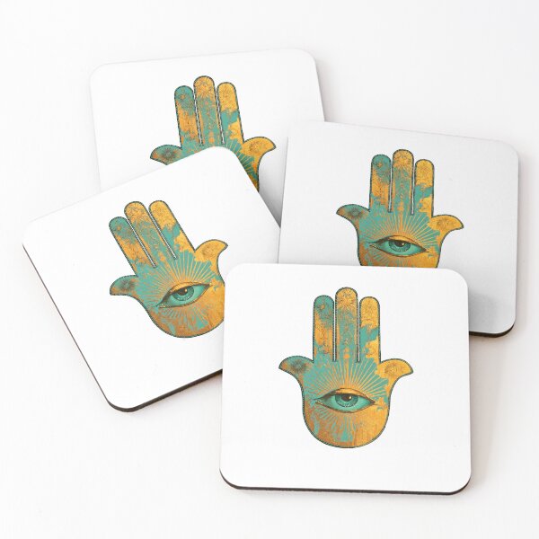 Item preview, Golden Hamsa Hand – Turquoise & Gold Protective Amulet designed and sold by Audra-studio.