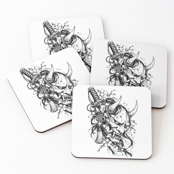 Item preview, Japanese Hannya Mask with Katana and Cherry Blossoms designed and sold by bapupa.