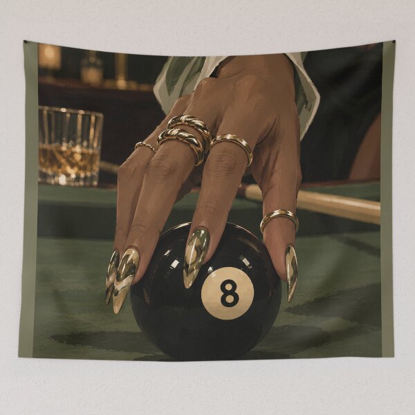 Item preview, Behind the 8-Ball Moody Green Billiards & Gold Rings Art designed and sold by salt n sass designs.