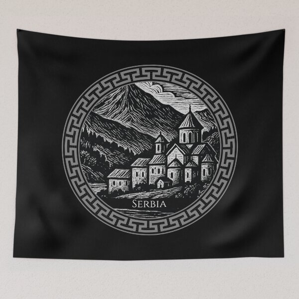 Item preview, Serbia Vintage Woodcut Art designed and sold by Thistle-TShop.