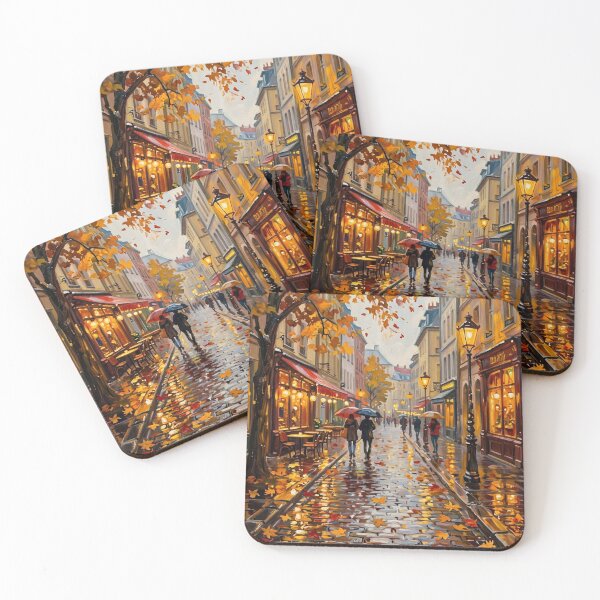 Item preview, October European Street After Rain – Vintage Autumn Cityscape designed and sold by Aleksey Gladyshev.