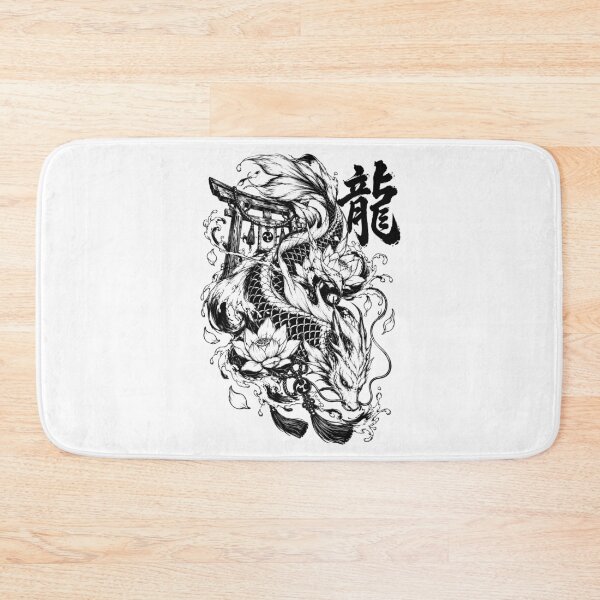 Item preview, Koi dragón del folclore japonés en aguas de loto designed and sold by bapupa.