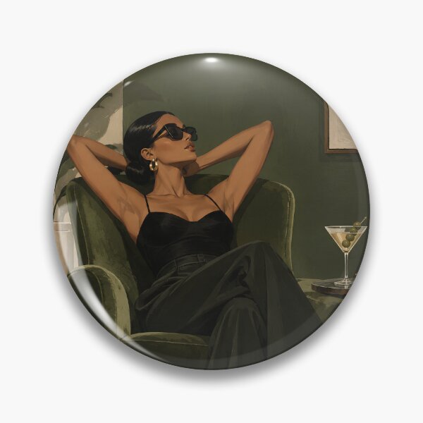 Item preview, Martini Hour Chic Woman in Green Velvet Armchair designed and sold by salt n sass designs.