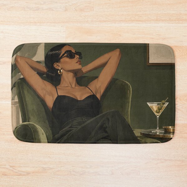 Item preview, Martini Hour Chic Woman in Green Velvet Armchair designed and sold by salt n sass designs.