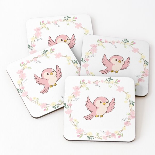 Artikelvorschau, Rosa Blumenkranz mit einem bezaubernden rosa Vogel entworfen und verkauft von Mona Artistry.