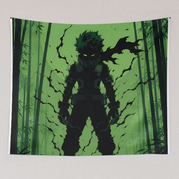 Item preview, Emerald Shadow Hero – Dark Green Anime-Inspired Warrior designed and sold by Dyan4.