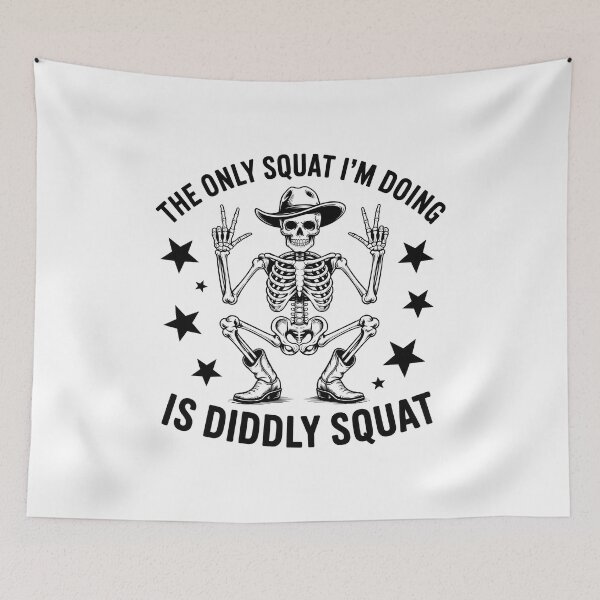 Item preview, Skeleton Cowboy Diddly Squat Funny Workout Fitness designed and sold by GiaoCalonas.