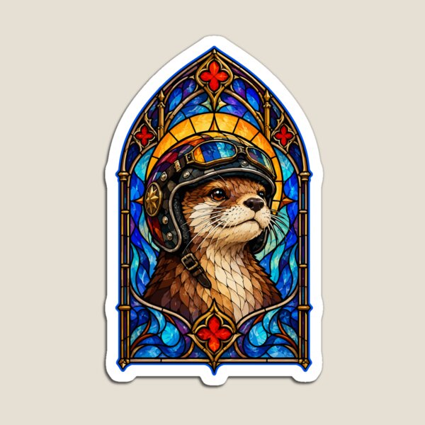 Item preview, Biker Otter Stained Glass designed and sold by TomFrontierArt.