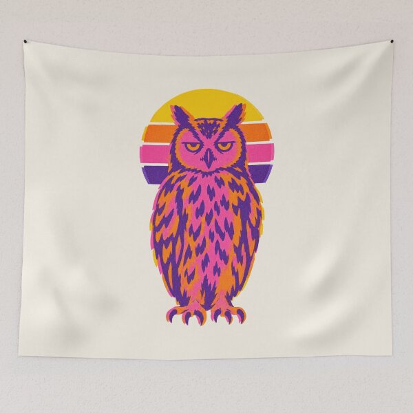 Item preview, Retro Synthwave Owl Sunset Risograph Design designed and sold by KungPowUnicorn.