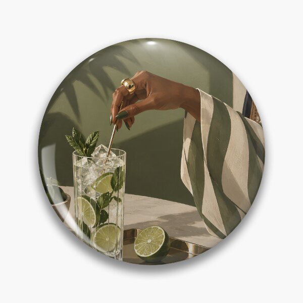 Item preview, Summer Sipping Mojito Cocktail & Striped Robe Art designed and sold by salt n sass designs.
