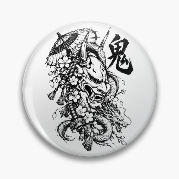 Item preview, Japanese Folklore Oni Mask and Coiling Dragon designed and sold by bapupa.