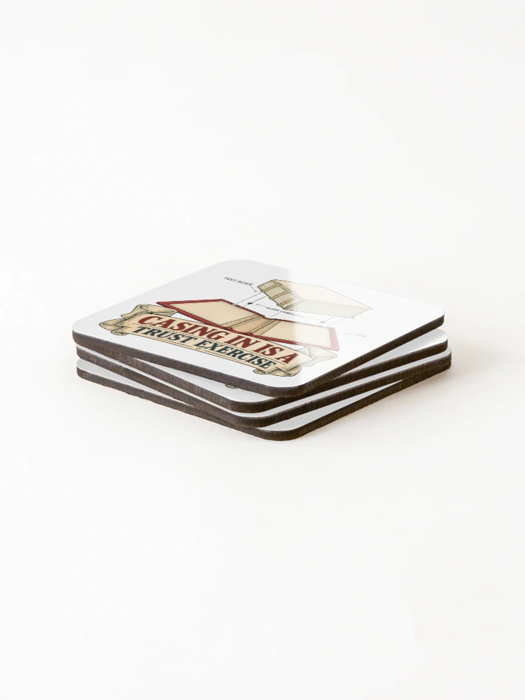 Thumbnail 4 of 5, Coasters (Set of 4), Casing In Is a Trust Exercise | Bookbinding Humor designed and sold by FashCode.