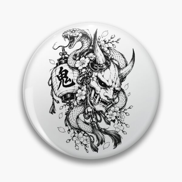 Item preview, Japanese Folklore Oni Mask and Serpent designed and sold by bapupa.