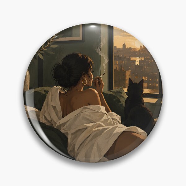 Item preview, Roman Sunset Cozy Bedroom View with Black Cat designed and sold by salt n sass designs.