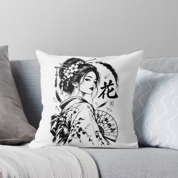Artikelvorschau, Geisha mit Blüten und Fächer entworfen und verkauft von bapupa.