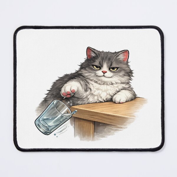 Item preview, Funny Cat Knocking Over Water Glass designed and sold by UvooArt.