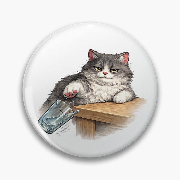 Item preview, Funny Cat Knocking Over Water Glass designed and sold by UvooArt.