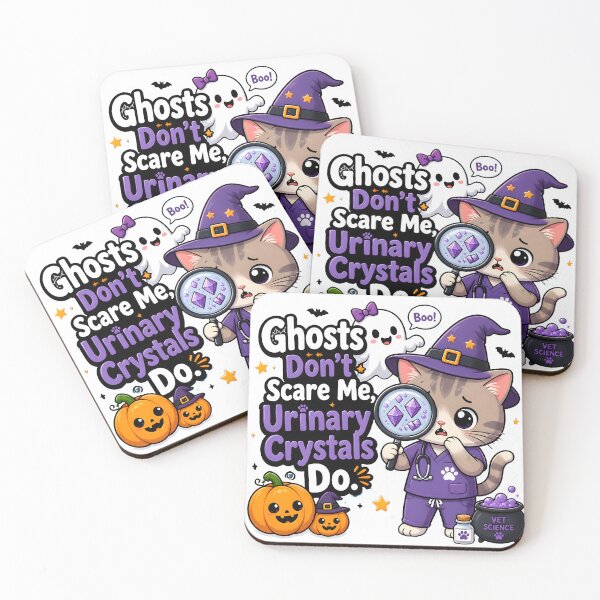 Item preview, Ghosts Don’t Scare Me, Urinary Crystals Do – Funny Veterinary Halloween Cat designed and sold by Bettybee00.
