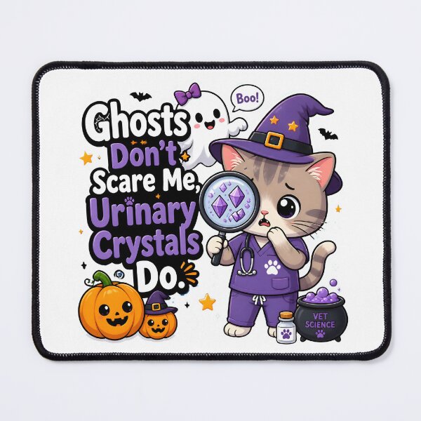 Item preview, Ghosts Don’t Scare Me, Urinary Crystals Do – Funny Veterinary Halloween Cat designed and sold by Bettybee00.