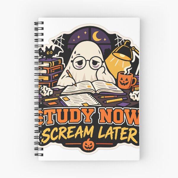 Item preview, Study Now Scream Later Halloween Ghost Student Sticker Vector designed and sold by YasminTaha.