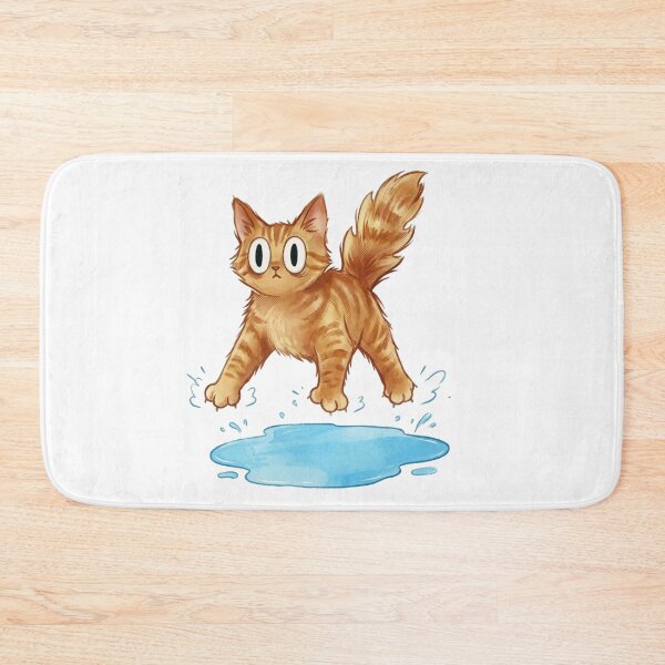 Item preview, Startled Orange Tabby Cat Water Puddle Jump designed and sold by SoftPawsAtelier.