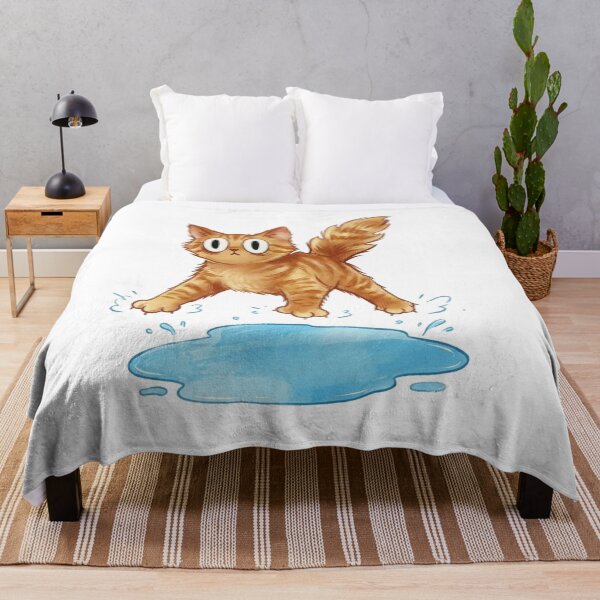 Item preview, Startled Orange Tabby Cat Water Puddle Jump designed and sold by SoftPawsAtelier.