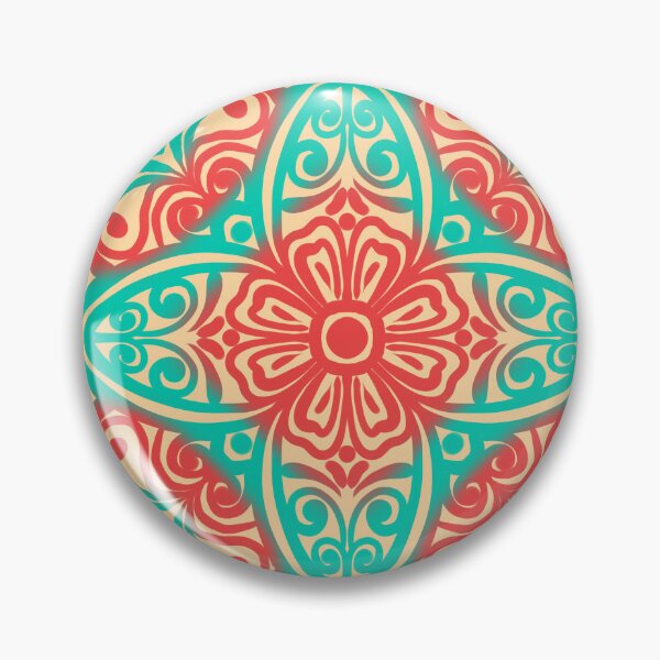 Item preview, Portuguese Ceramic Tile Motif | Red & Turquoise Mediterranean Talavera Pattern designed and sold by Rukhscreations.
