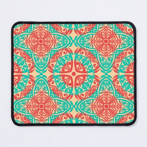 Item preview, Portuguese Ceramic Tile Motif | Red & Turquoise Mediterranean Talavera Pattern designed and sold by Rukhscreations.