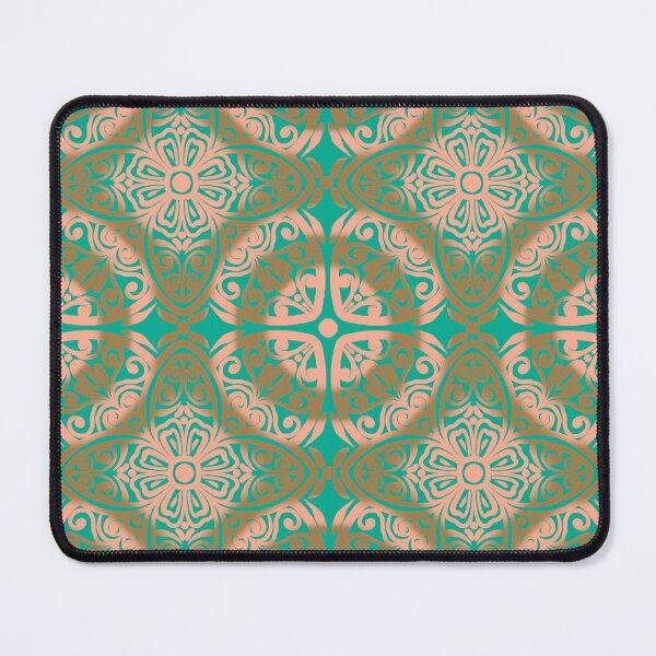 Item preview, Portuguese Ceramic Tile Motif | Peach & Turquoise Mediterranean Talavera Pattern designed and sold by Rukhscreations.