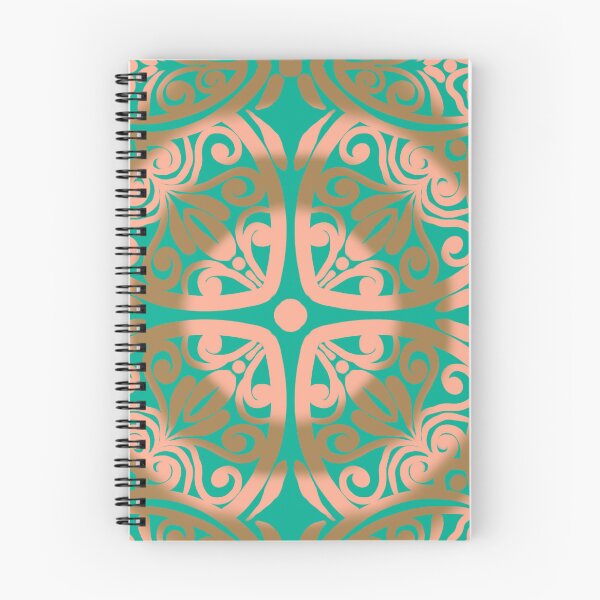 Item preview, Portuguese Ceramic Tile Motif | Peach & Turquoise Mediterranean Talavera Pattern designed and sold by Rukhscreations.