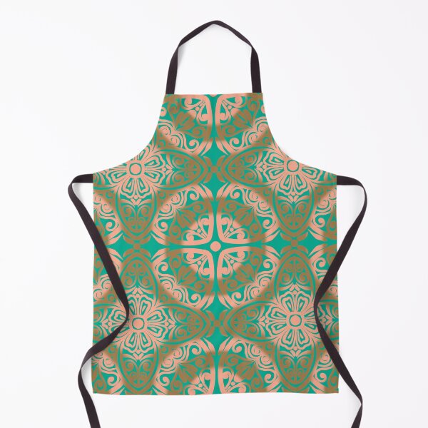 Item preview, Portuguese Ceramic Tile Motif | Peach & Turquoise Mediterranean Talavera Pattern designed and sold by Rukhscreations.