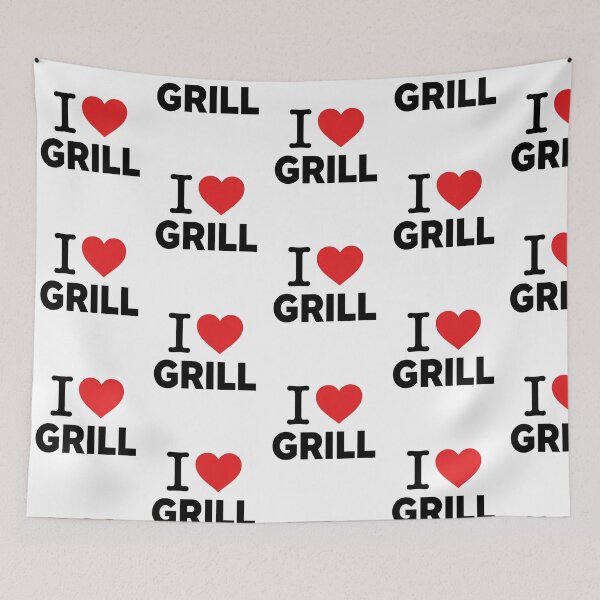 Item preview, I Love Grill Unique Red Heart Backyard BBQ Pitmaster Outdoor Cooking Statement designed and sold by raedattia.