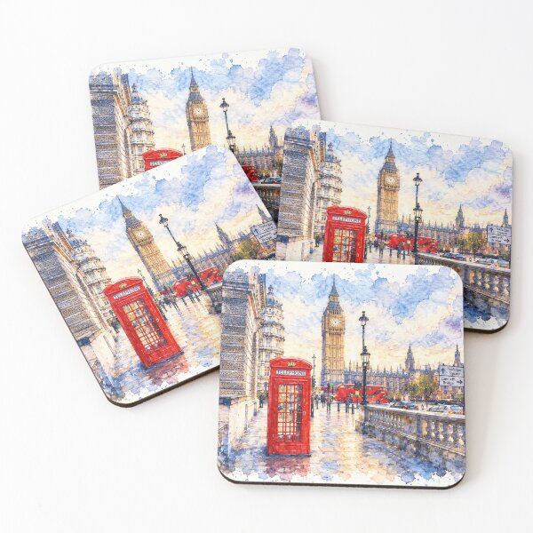 Item preview, London Big Ben and Red Telephone Box designed and sold by SlavaArt.