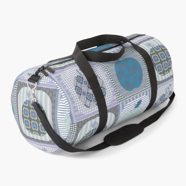 Item preview, Pom Pom Pom Pom Faux Patchwork Quilt in dusty blue tones. designed and sold by Anne Londez Studio.