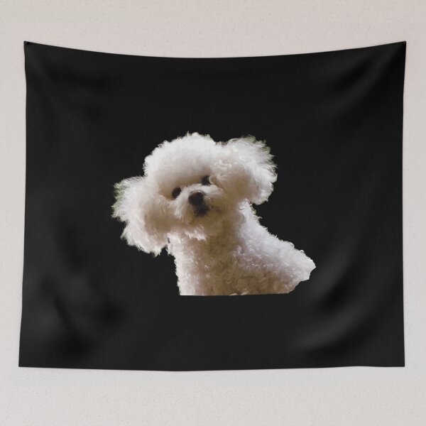 Item preview, Fluffy Bichon Frise Dog Peeking from Rocks designed and sold by Dmo3HarkoArt.