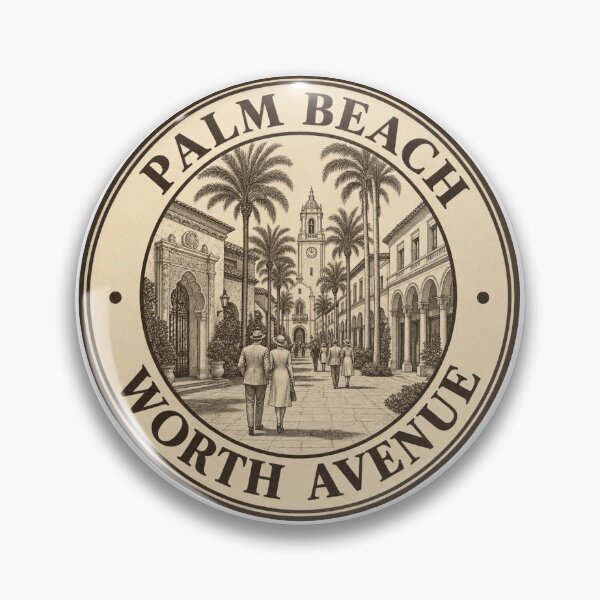 Item preview, Palm Beach Worth Avenue Florida Vintage Travel Badge designed and sold by CKaracaCrafted.