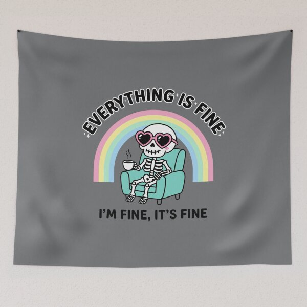 Item preview, Everything Is Fine Skeleton Rainbow Coffee Sarcastic Humorous Graphic designed and sold by jeshands.