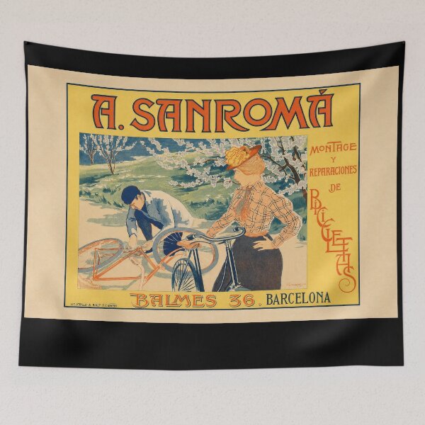 Item preview, Sanroma Bicycle Repairs Barcelona Advertisement designed and sold by artofuniverse.