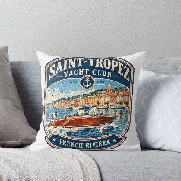 Aperçu de l'œuvre Saint-Tropez Yacht Club Vintage Sailing Design créée et vendue par Asfyi.