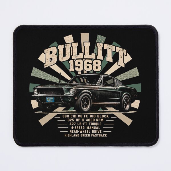 Item preview, 1968 Bullitt Fastback 390 V8 Specs Highland Green Classic Muscle Car designed and sold by EdGraphy.