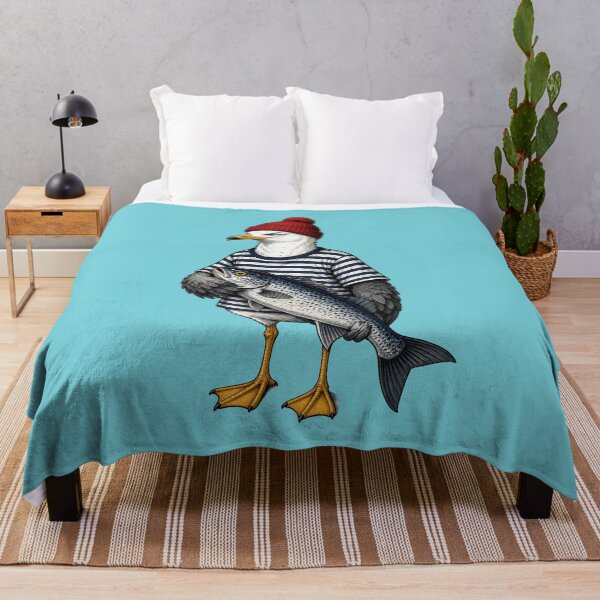 Artikelvorschau, Coole Möwe mit Mütze und Fisch entworfen und verkauft von design-rebell.