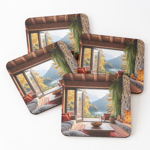 Item preview, Autumn Lakeview Retreat - Fireside Mountain Haven designed and sold by nhk999.