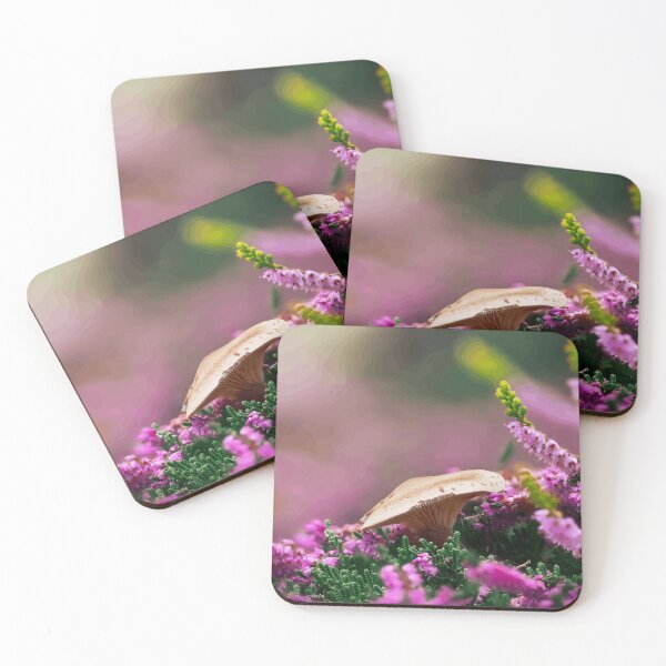Item preview, Mushroom Among Purple Heather Flowers designed and sold by Roamgrain Photos.