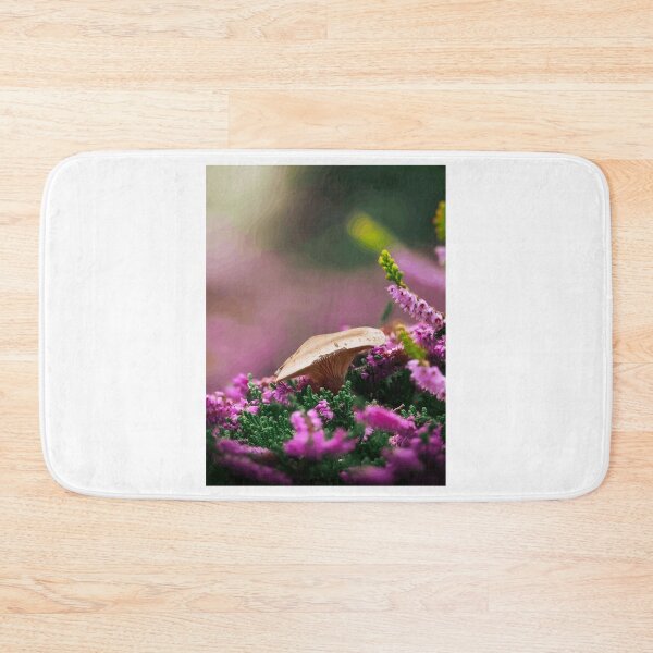 Item preview, Mushroom Among Purple Heather Flowers designed and sold by Roamgrain Photos.